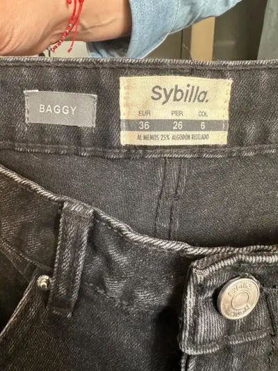 Jeans Baggy Negros Sybilla Talla 36 - miniatura 1