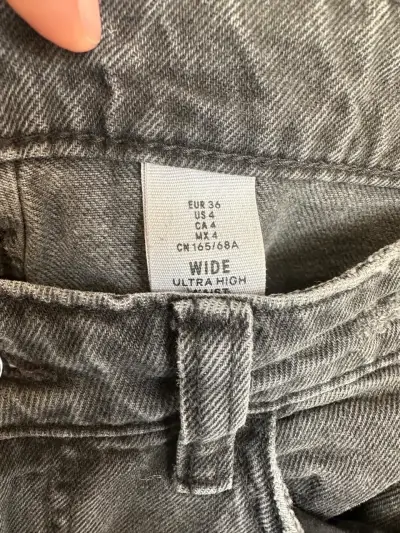 Jeans anchos de tiro alto gris talla 36 - miniatura 1