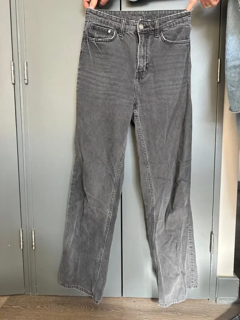 Jeans anchos de tiro alto gris talla 36 - 3