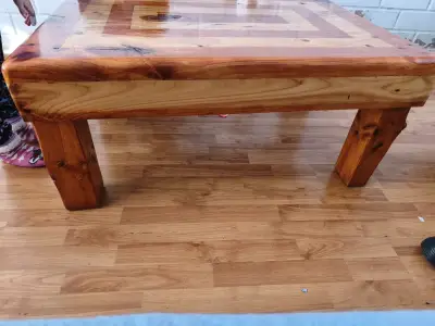 Mesa de centro rústica pino insigne - miniatura 5