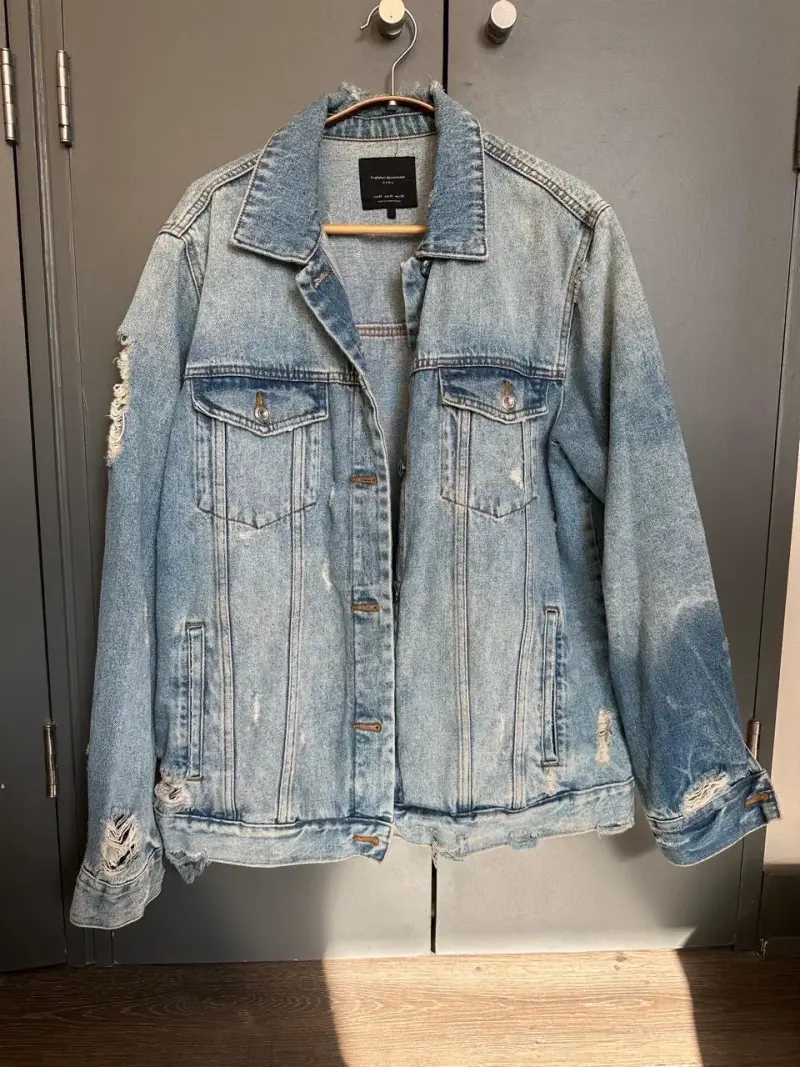 Chaqueta de mezclilla desgastada para hombre - 1