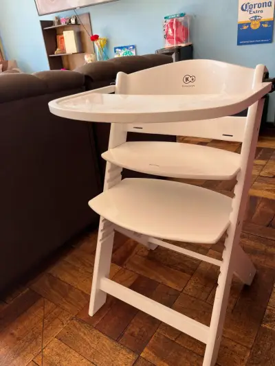 Silla alta para bebé Kinderkraft blanca ajustable - miniatura 1