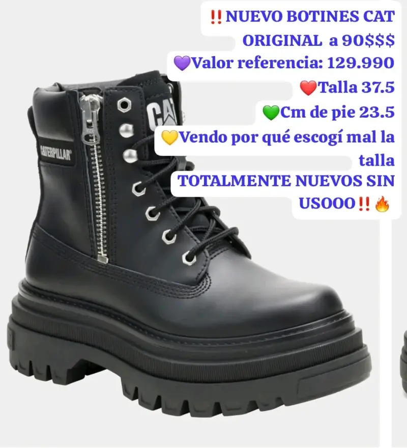 ‼️Botines Caterpillar negros talla 37.5 nuevos - 2