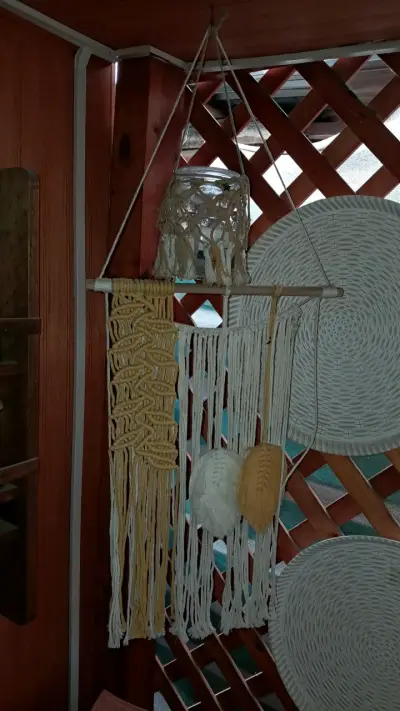Decoración de pared macramé artesanal con cuentas - miniatura 2