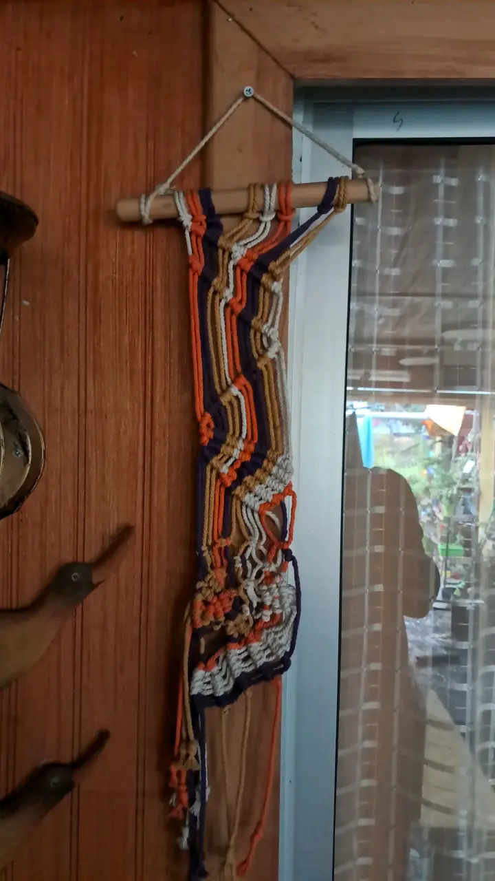 Decoración de pared macramé artesanal con cuentas - 3