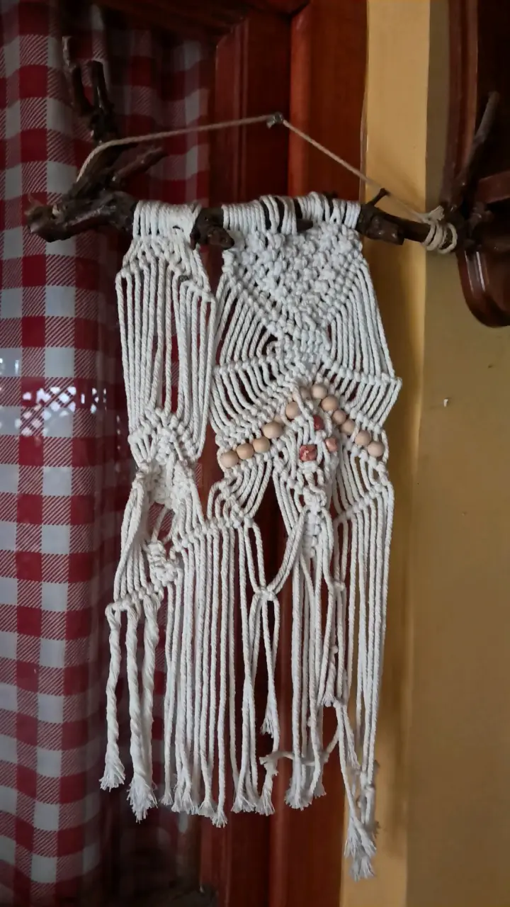 Decoración de pared macramé artesanal con cuentas - 5