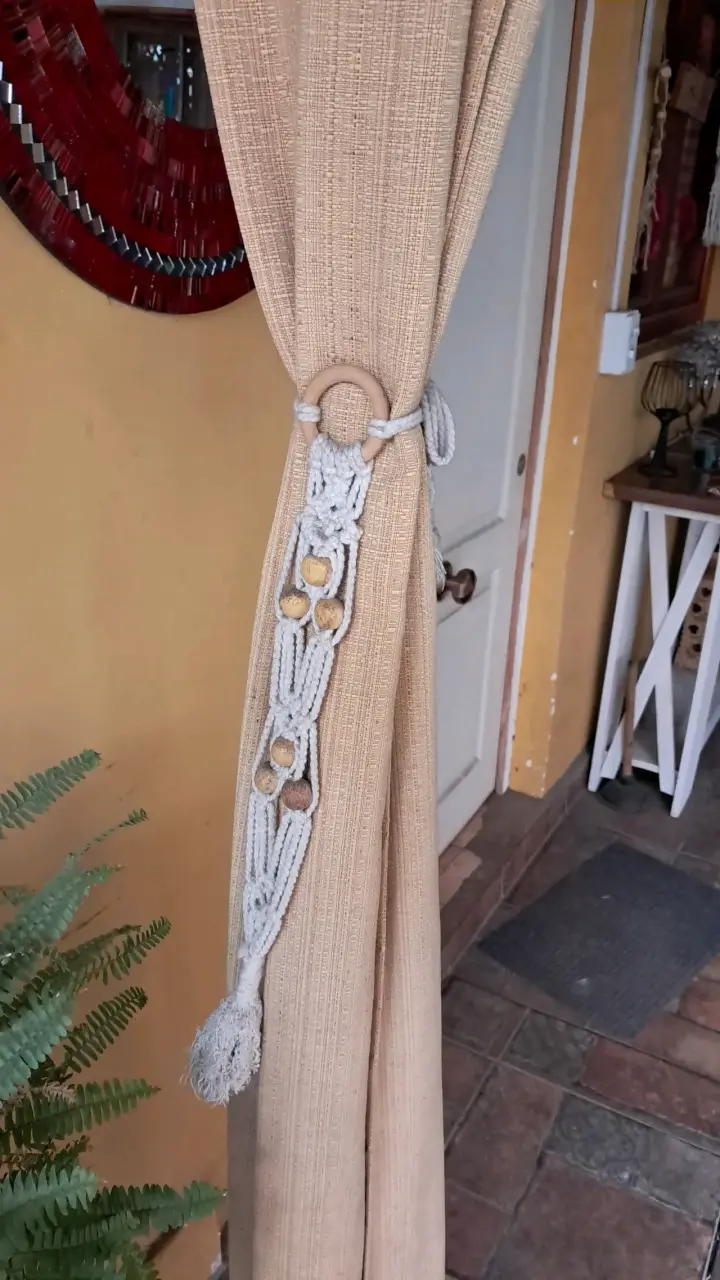 Decoración de pared macramé artesanal con cuentas - 6