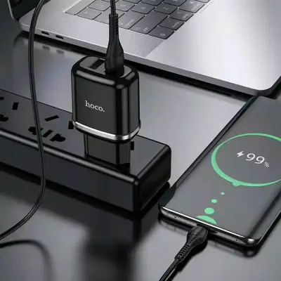 Cargador Hoco N4 doble puerto y cable Micro-USB - miniatura 1