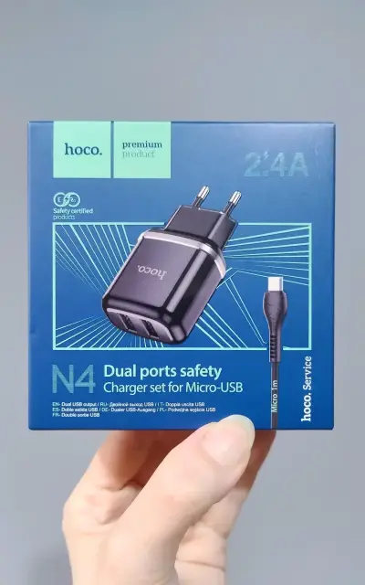 Cargador Hoco N4 doble puerto y cable Micro-USB - miniatura 3