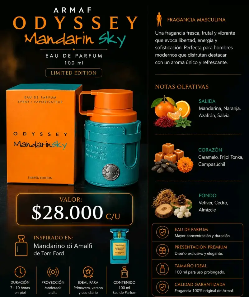 Perfume Armaf Odyssey Mandarin Sky 100 ml Edición Limitada