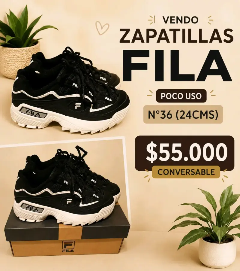 Zapatillas Fila negras talla 36 poco uso