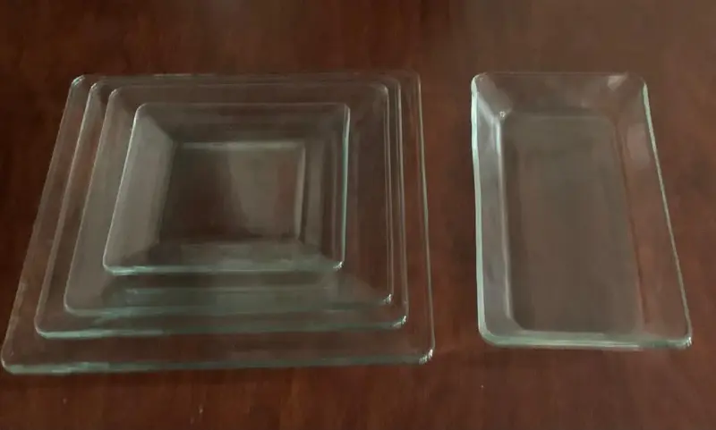 Set 5 Platos Vidrio Libbey Cuadrado Y Rectangular - 1