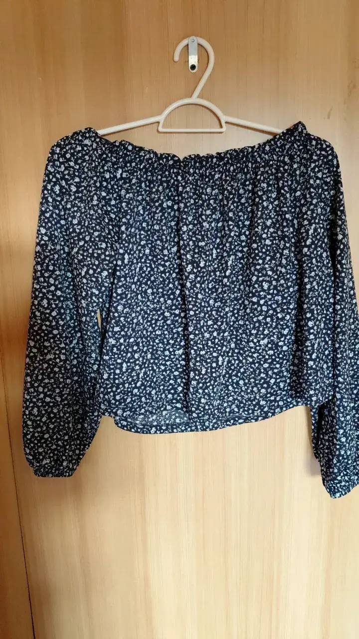 Blusa floral azul manga larga - 2