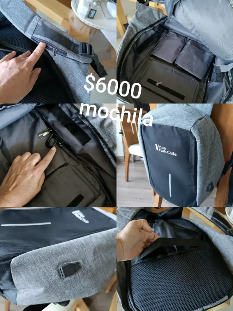 Mochila gris con múltiples compartimentos - 1
