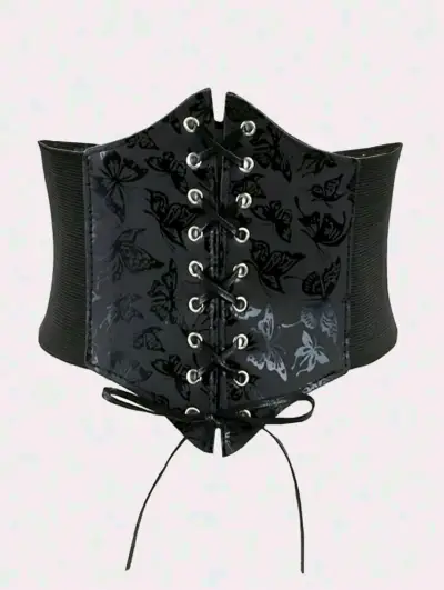 Corset negro Shein con diseño de mariposas 66 cm - miniatura 1