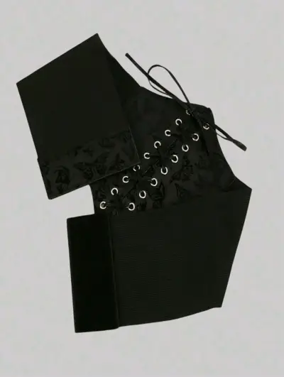 Corset negro Shein con diseño de mariposas 66 cm - miniatura 2