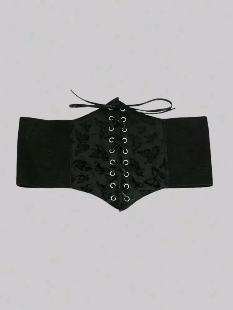 Corset negro Shein con diseño de mariposas 66 cm - 3