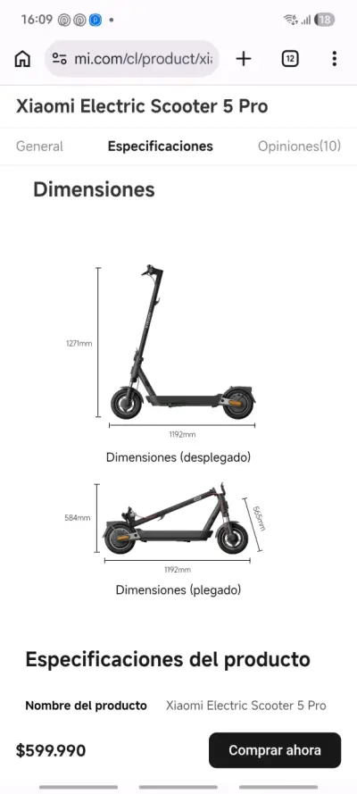 Scooter Eléctrico Xiaomi 5 Pro Plegable - miniatura 2