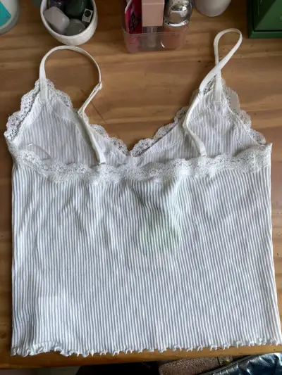 Camiseta de tirantes blanca con encaje Sybilla - miniatura 3