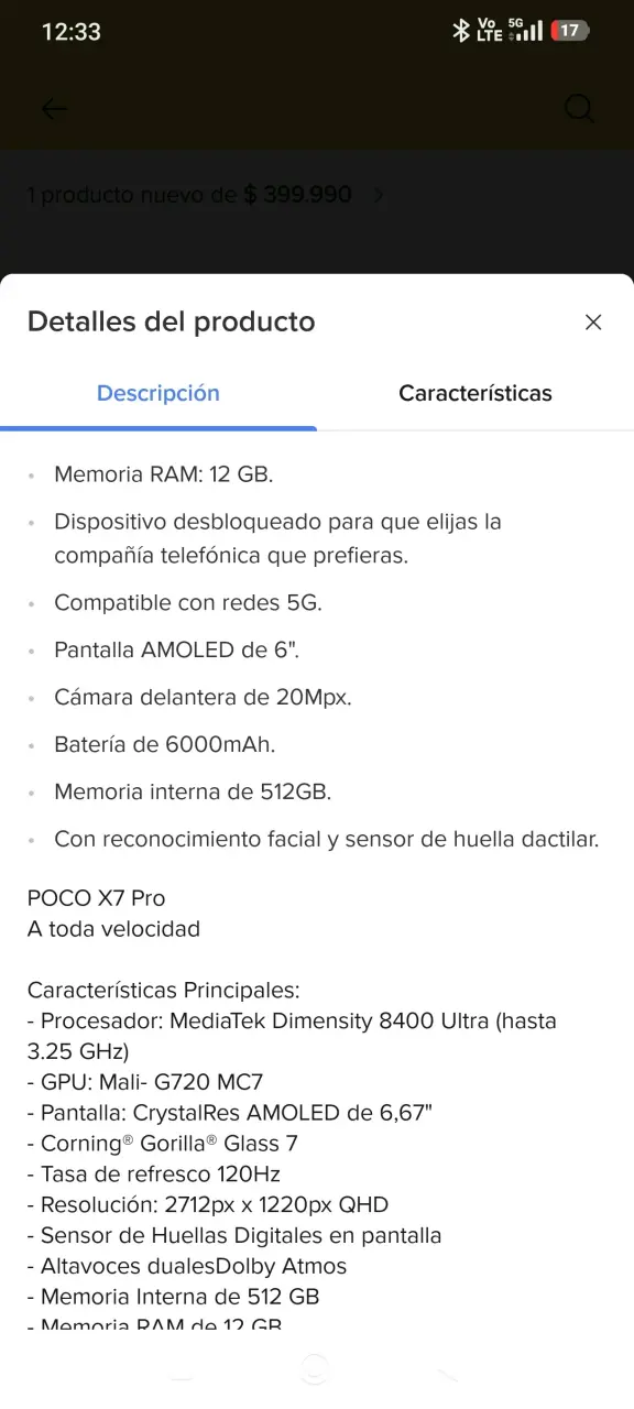 Smartphone POCO X7 Pro 5G con 12GB RAM y 512GB - 3