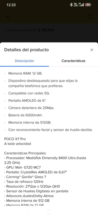 Smartphone POCO X7 Pro 5G con 12GB RAM y 512GB - miniatura 3