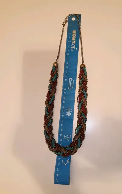 Collar trenzado de cuentas multicolor - miniatura 1