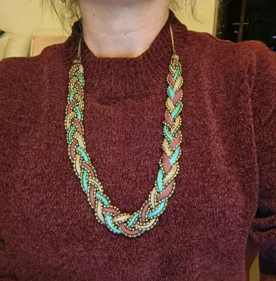 Collar trenzado de cuentas multicolor - miniatura 2