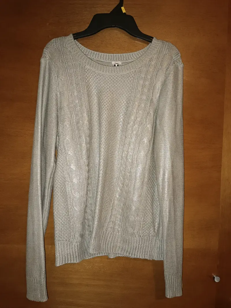 Suéter de punto beige dorado para mujer - 2