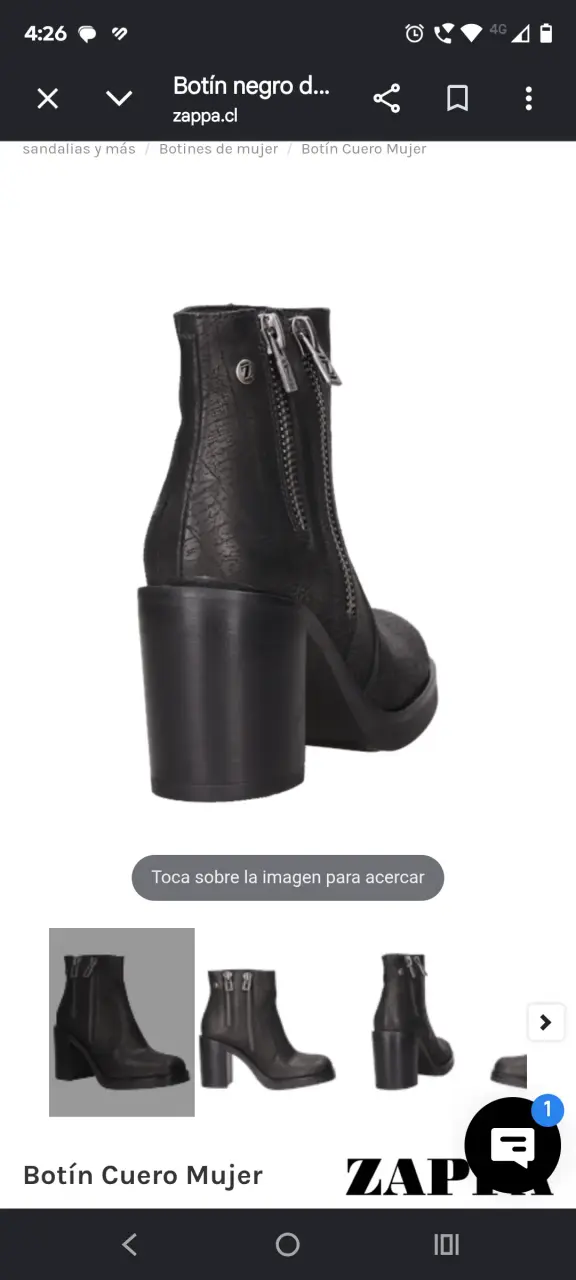 Botines de cuero negro con tacón para mujer - 2
