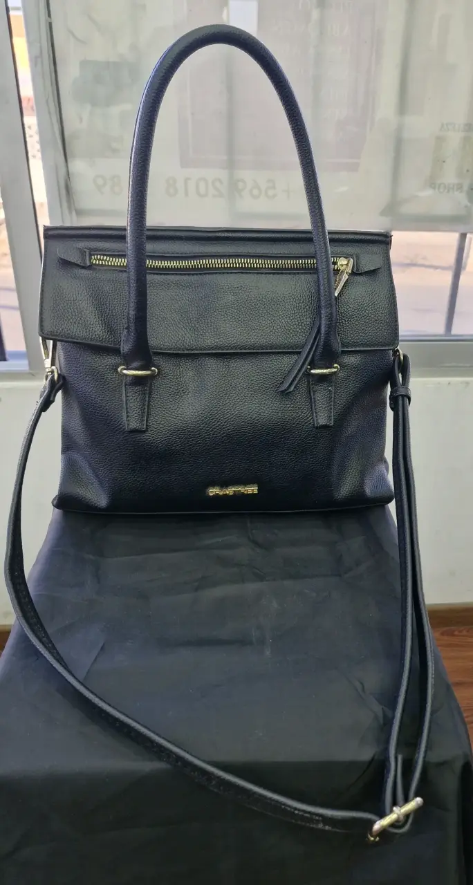 Bolso de cuero negro Crabtree elegante - 2