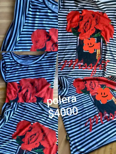 Polera a rayas con diseño floral Missfit - miniatura 1