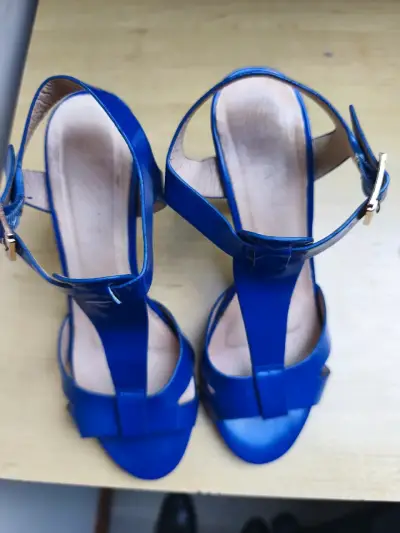 Sandalias de tacón alto azul para mujer - miniatura 1