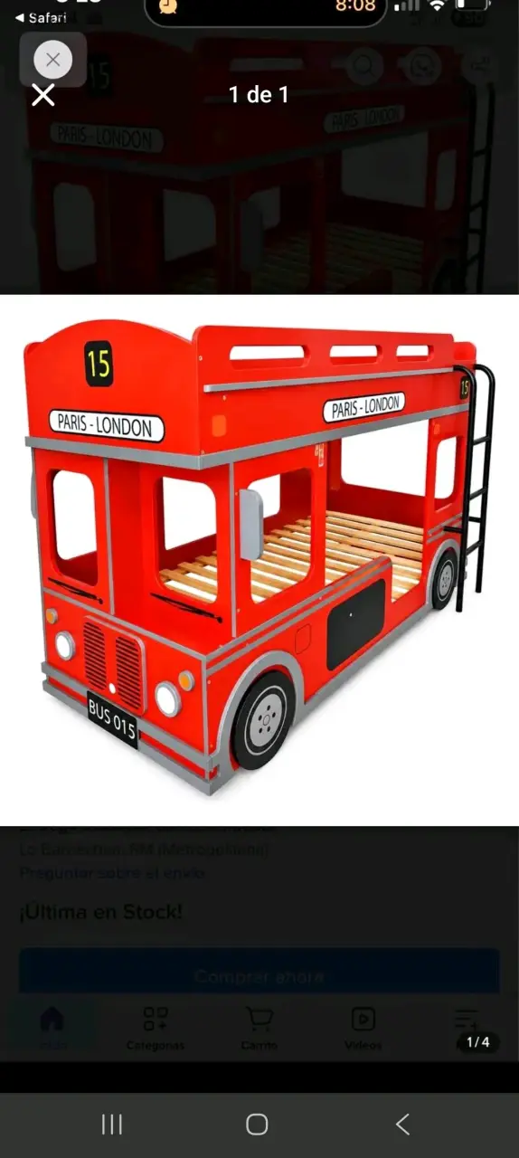 Cama infantil bus rojo estilo Londres