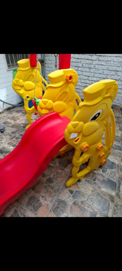 Resbalín y columpio infantil conejo amarillo - miniatura 1