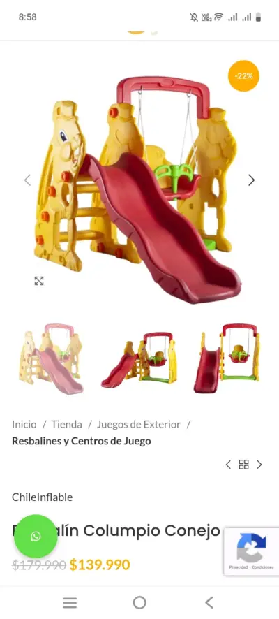 Resbalín y columpio infantil conejo amarillo - miniatura 4