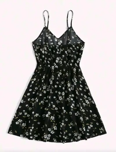 Vestido corto floral negro con tirantes talla M - miniatura 1