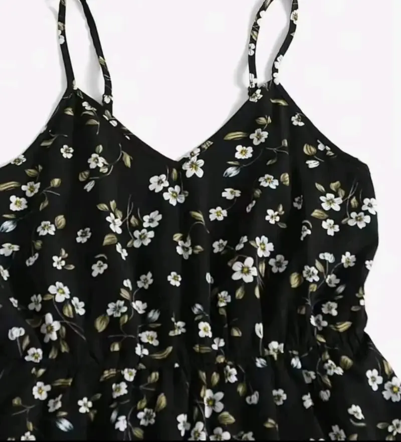 Vestido corto floral negro con tirantes talla M - 3