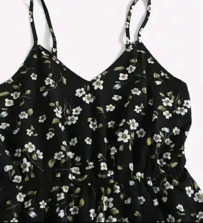Vestido corto floral negro con tirantes talla M - miniatura 3