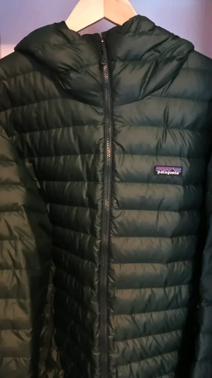 Chaqueta acolchada verde Patagonia con capucha - 1
