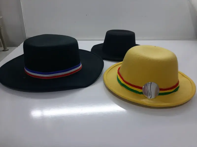 Set de Sombreros de Fieltro Negro y Amarillo - 2