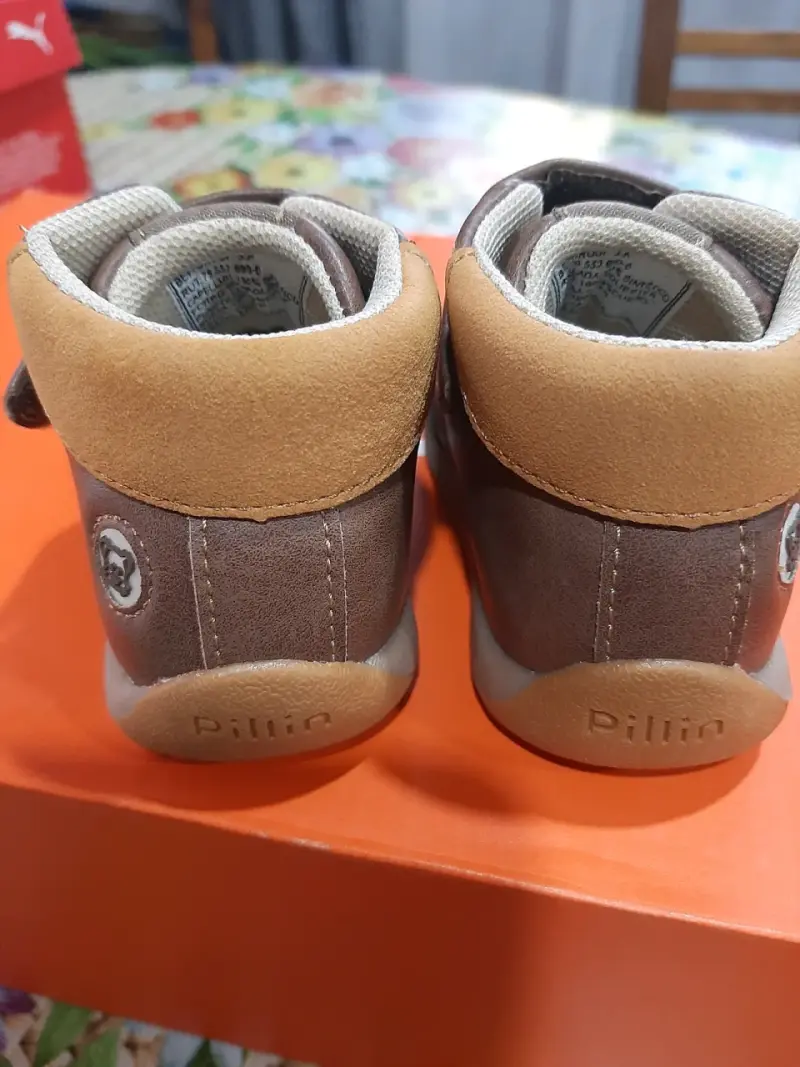 Botines de cuero para niño Pillin marrón - 1
