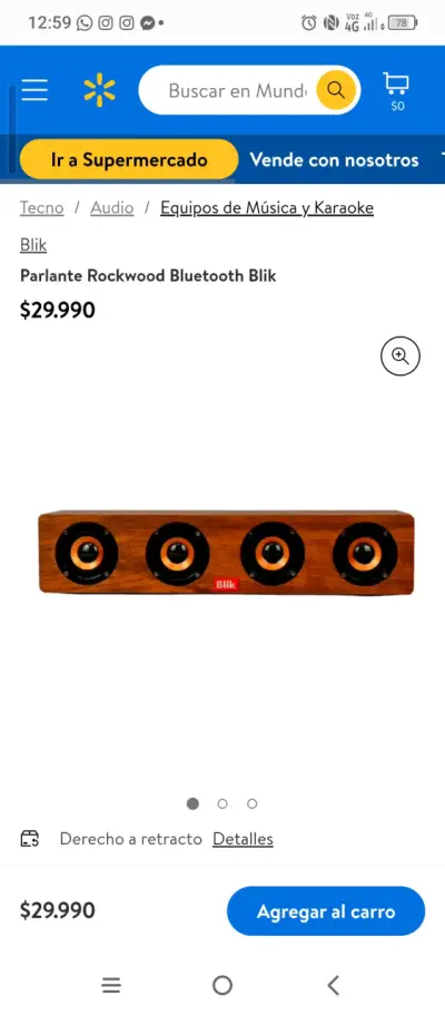 Parlante Bluetooth Rockwood Blik de Madera - miniatura 2