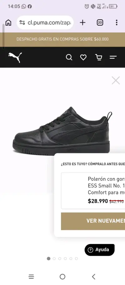 Zapatillas negras Puma Rebound V6 Lo Jr - miniatura 2