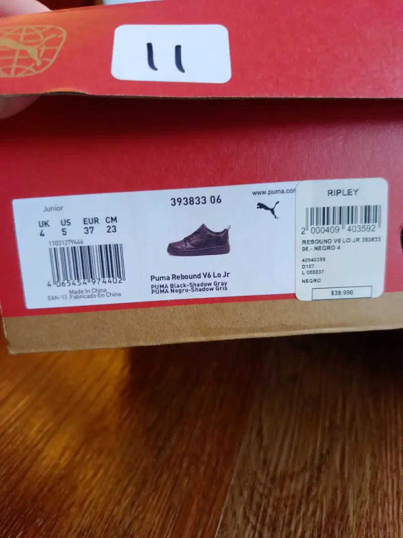Zapatillas negras Puma Rebound V6 Lo Jr - 4