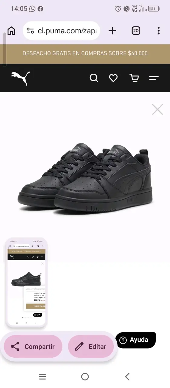 Zapatillas negras Puma Rebound V6 Lo Jr - 5