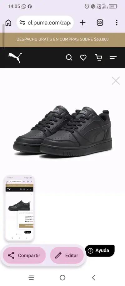 Zapatillas negras Puma Rebound V6 Lo Jr - miniatura 5