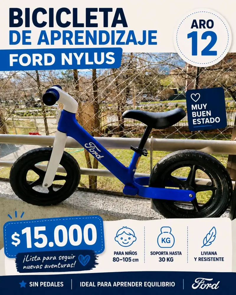 Bicicleta de aprendizaje Ford Nylus aro 12