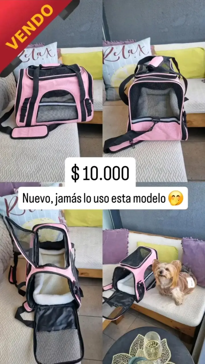 Bolso transportador para mascotas rosa nuevo - 1
