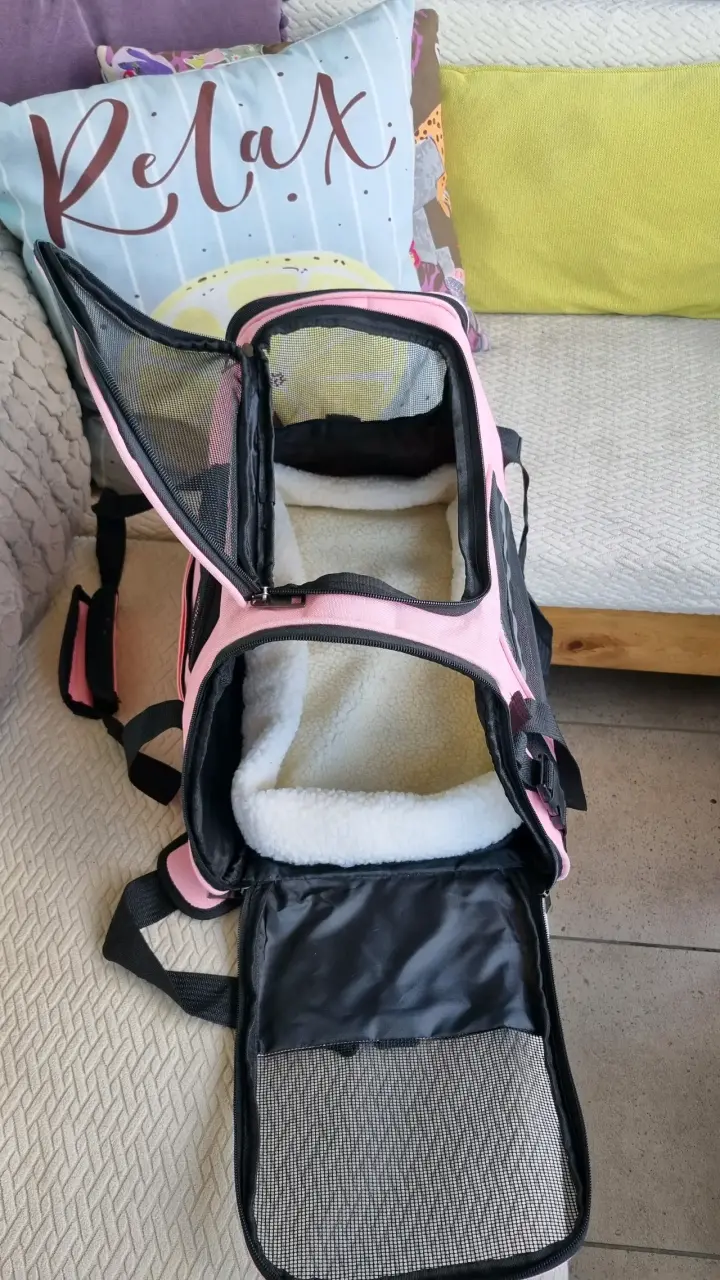 Bolso transportador para mascotas rosa nuevo - 6
