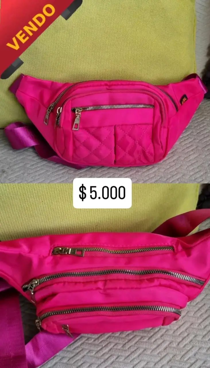 Riñonera fucsia con múltiples bolsillos - 1